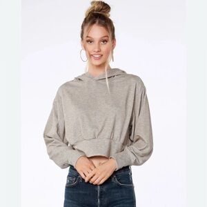 BOBI Cozy HeatherKnit SCANDAL Crop Hoodie Dolman Sleeve Super Soft Medium M